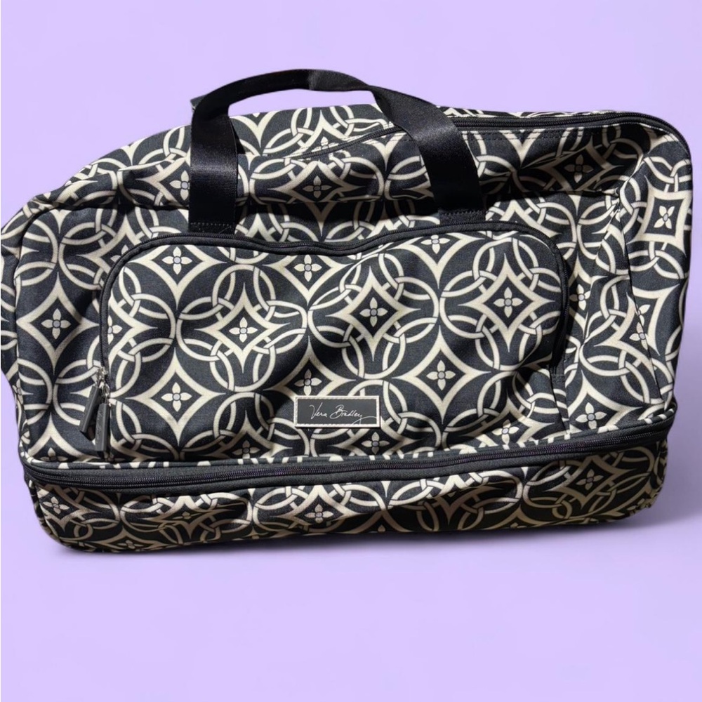 Vera Bradley Black and white Adair rolling duffel bag